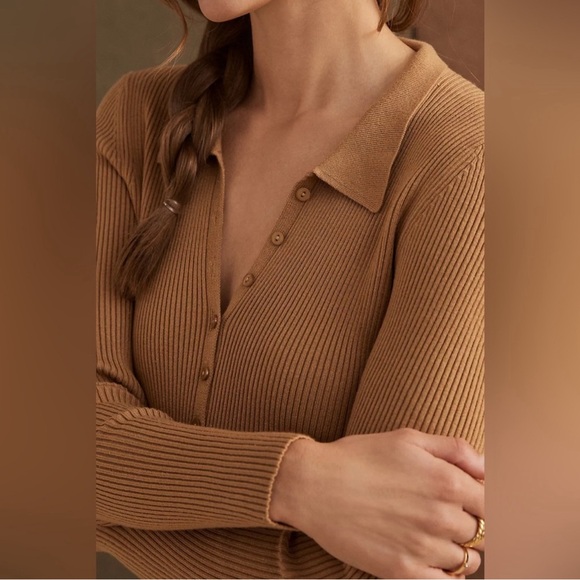 Maeve by anthropologie slim ribbed longline cardigan sweater sizeXL quiet luxury - Picture 5 of 10